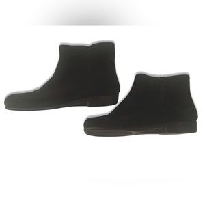 Aerosoles Black Leather Suede Look Ankle Boot 10.5 M